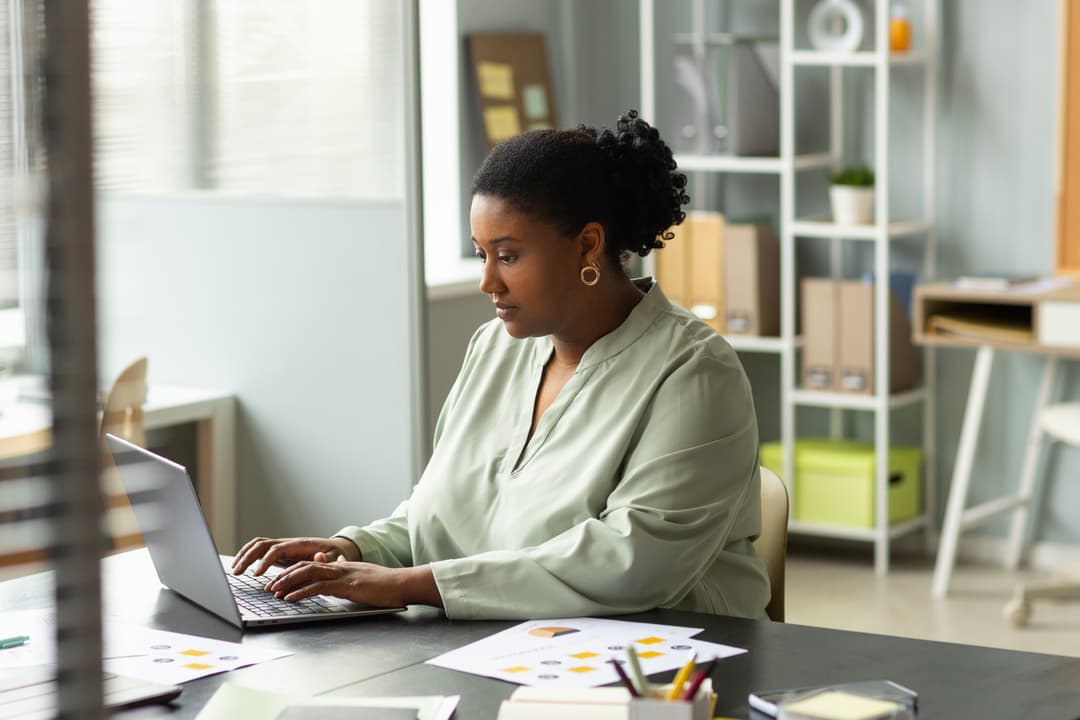 Woman working on laptop